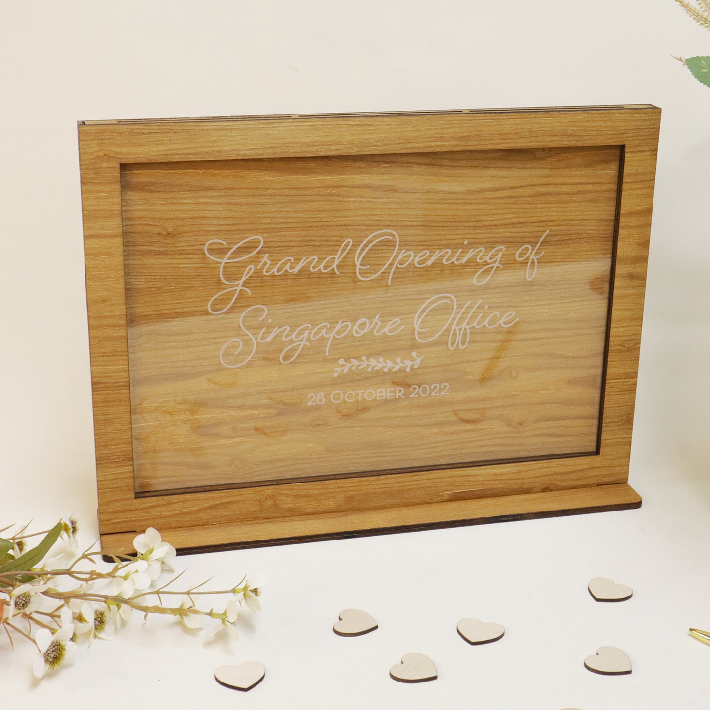 A3 Wooden Heartdrop Guestbook - Clik Clok