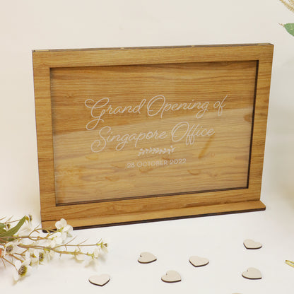 A3 Wooden Heartdrop Guestbook - Clik Clok