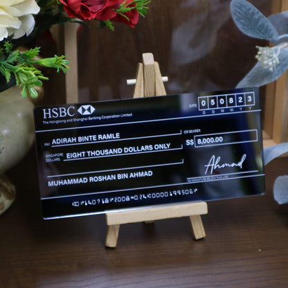 Mock Cheque Hantaran - Black Mirror (White Printed Text)
