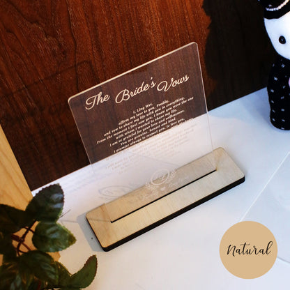 wedding reception decor vow board frosted printed