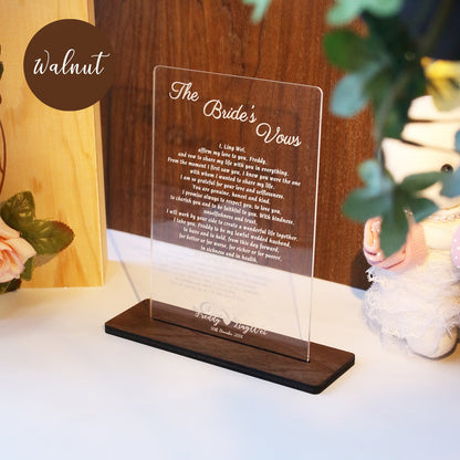 wedding reception decor vow board frosted printed