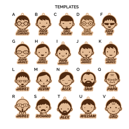 Engraved Wooden Keychains Cute Character Man - Clik Clok