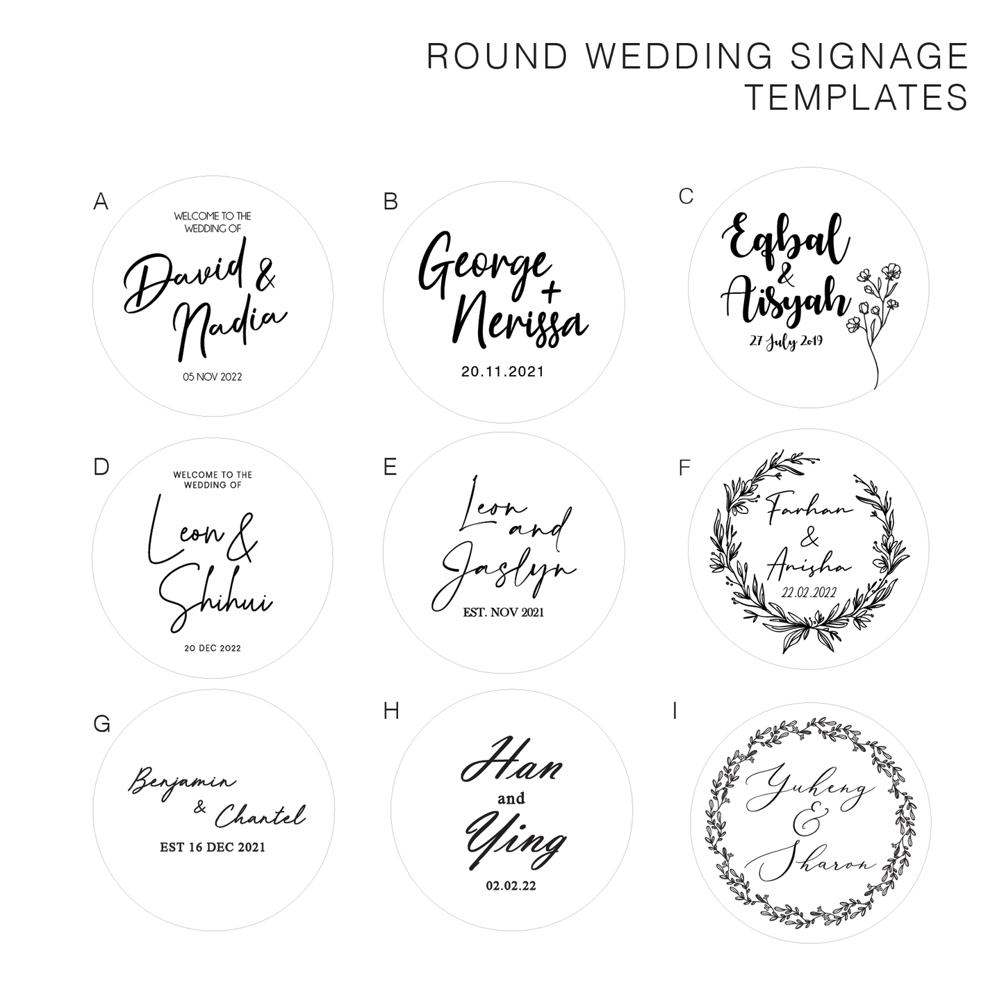 Welcome Wedding Sign - Round Sign UV Printed