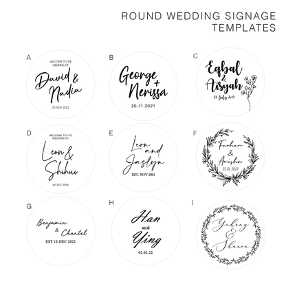Welcome Wedding Sign - Round Sign UV Printed