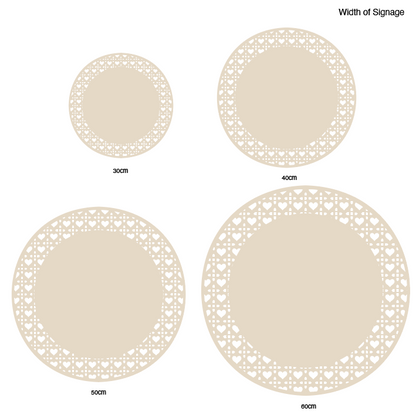 Wedding Sign - Round Rattan Heart Collection