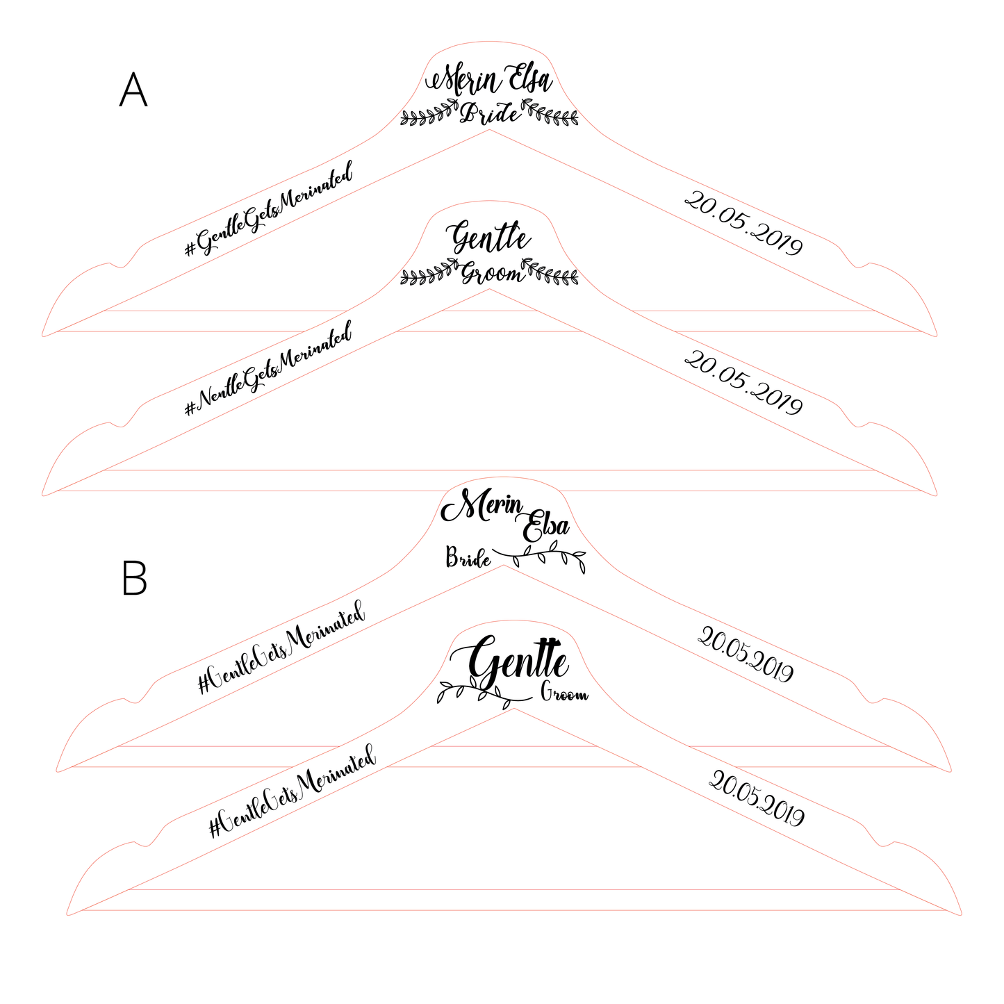 Custom Bridal Hangers - Clik Clok