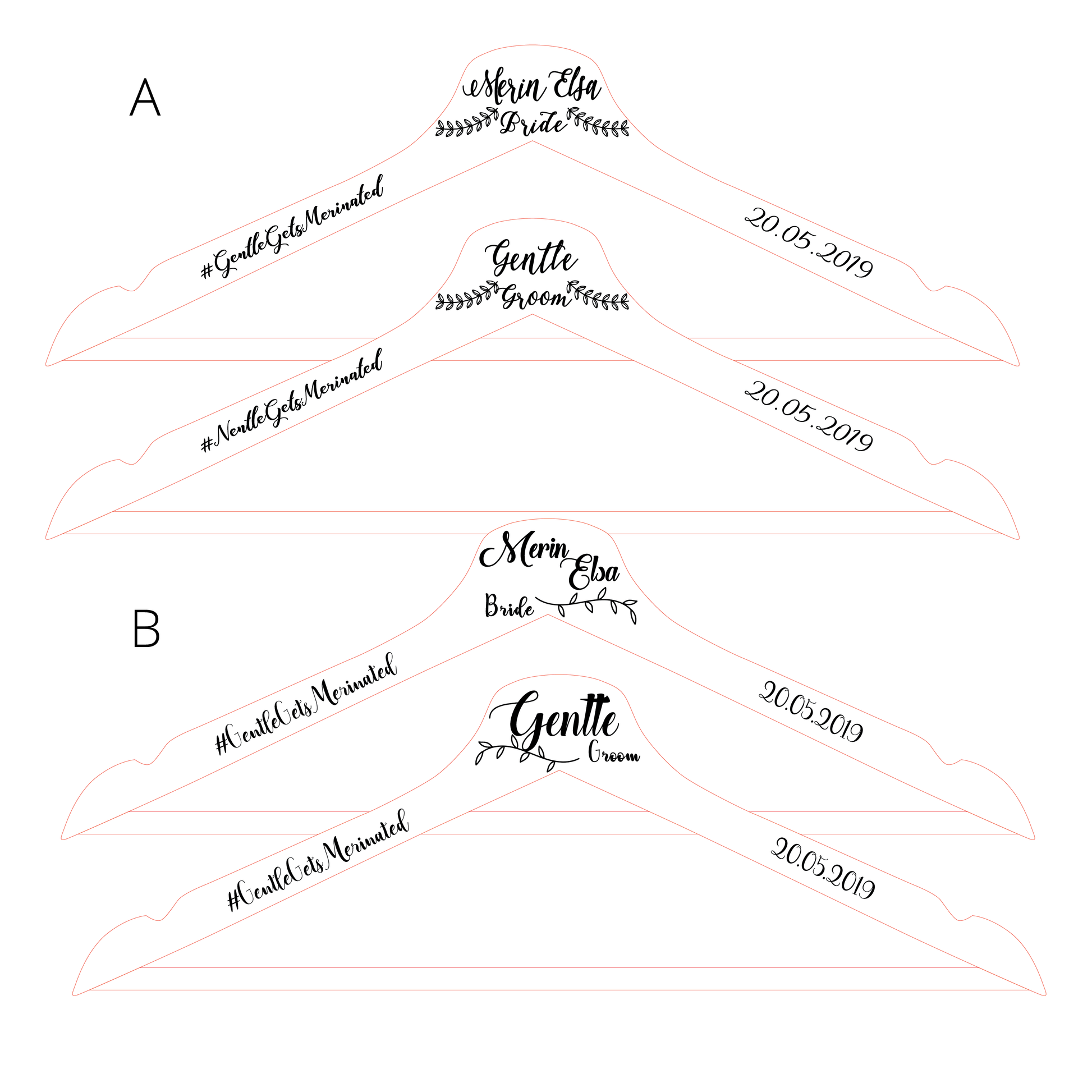 Custom Bridal Hangers - Clik Clok