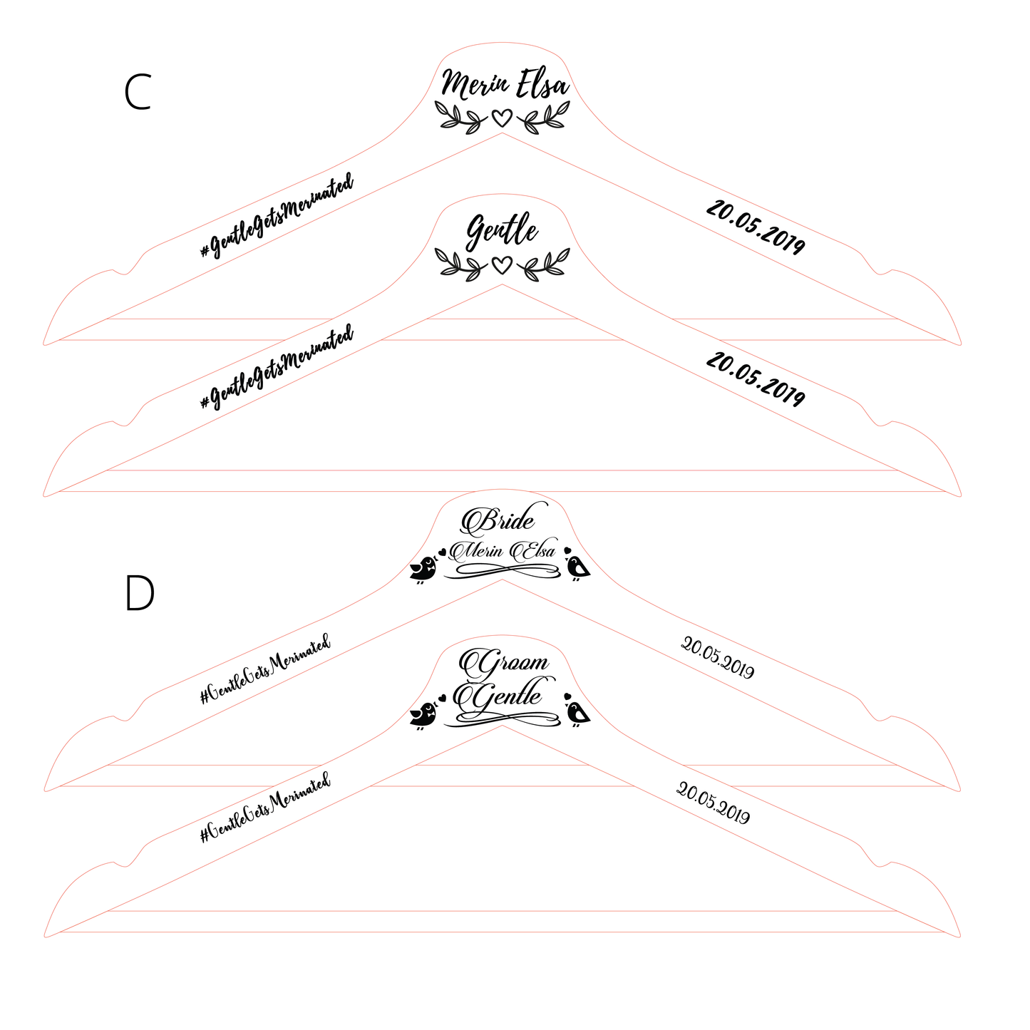 Custom Bridal Hangers - Clik Clok