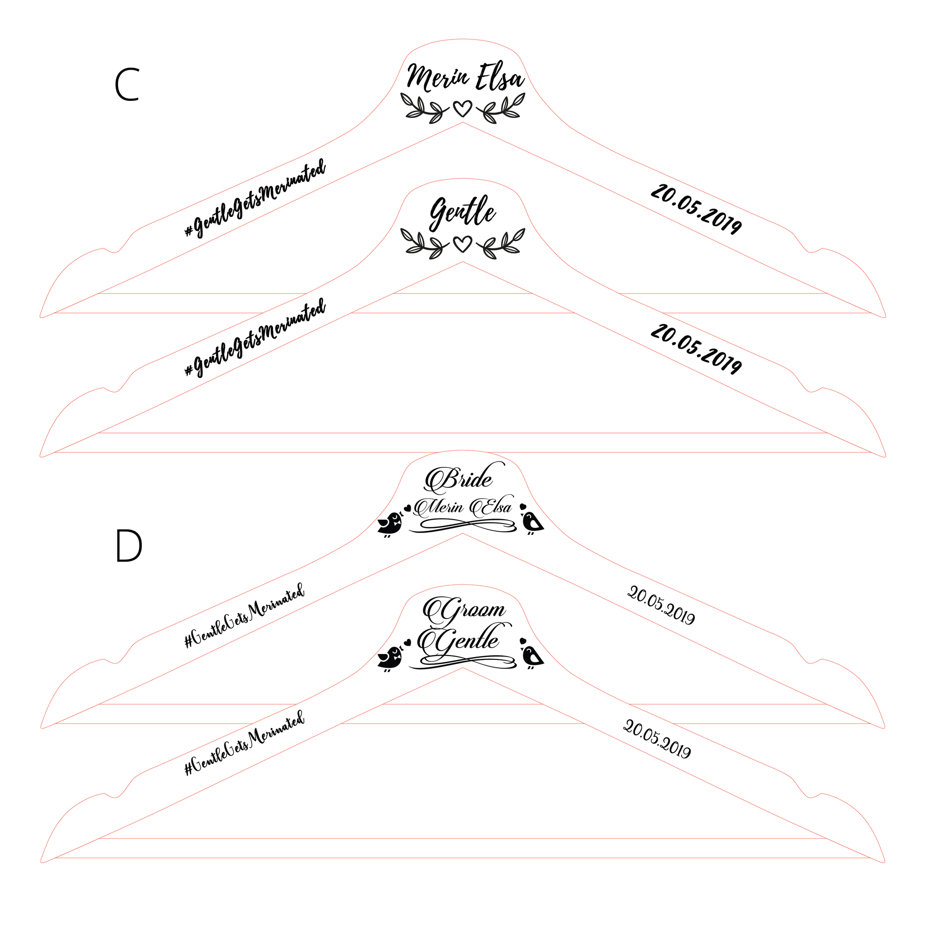 Custom Bridal Hangers - Clik Clok