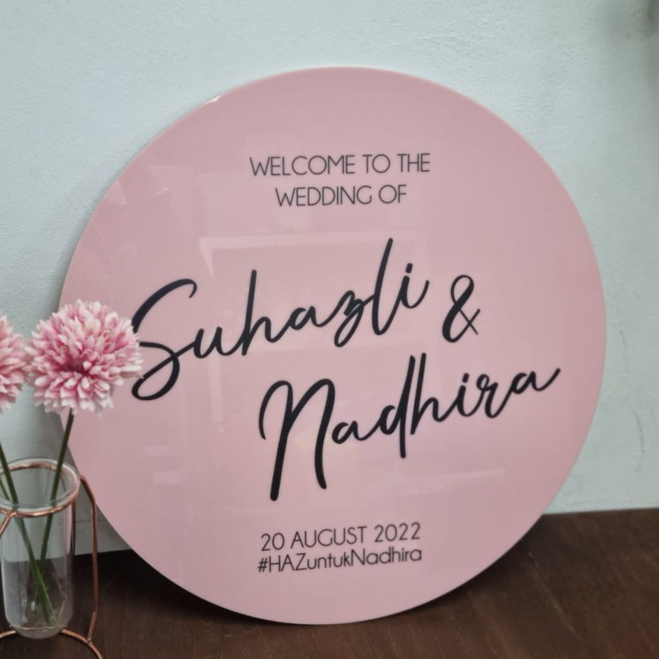 Welcome Wedding Sign - Round Sign UV Printed