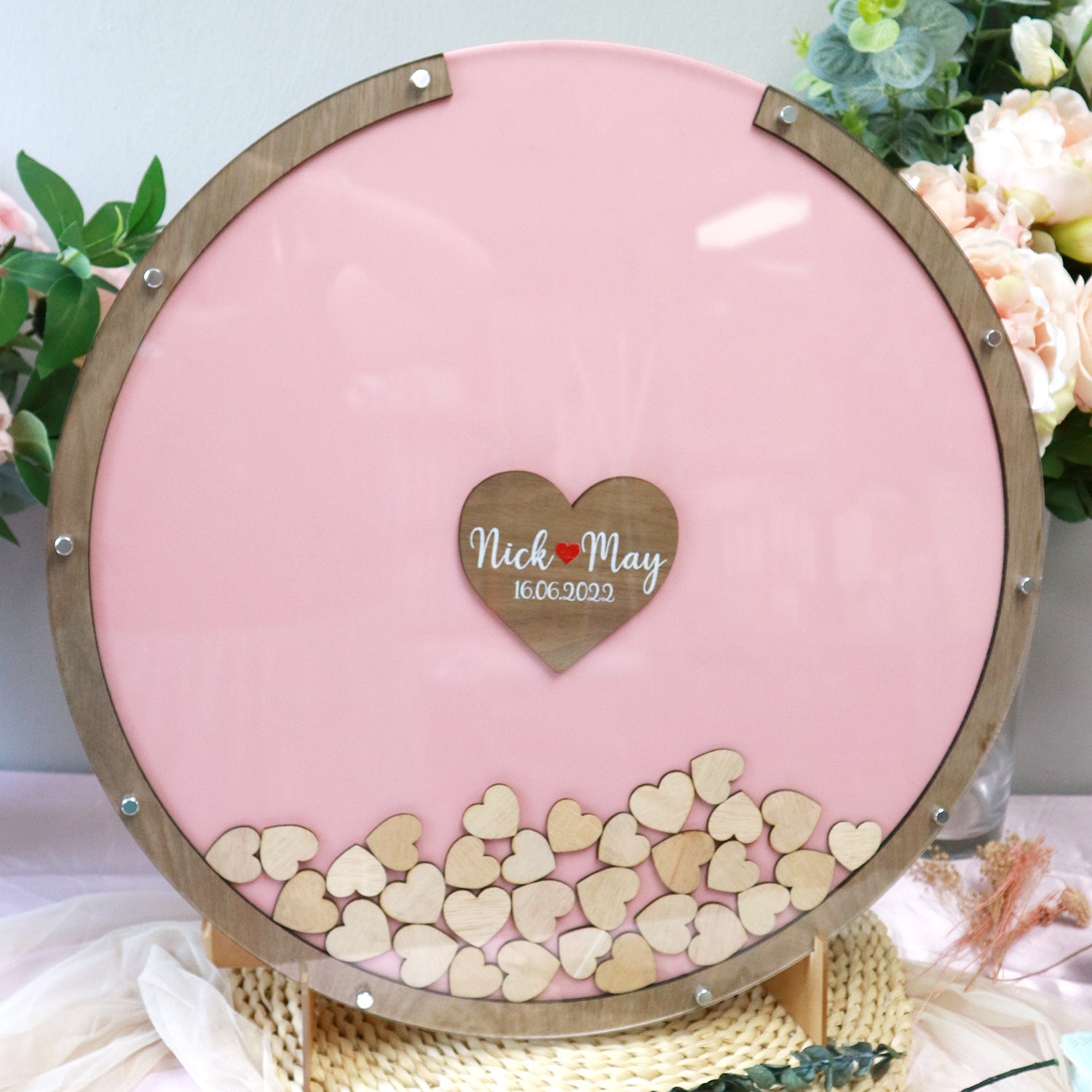 heartdrop guestbook wedding guestbook reception heart chips sign off well wishes event big days signmaker laser cut uv printing wedding singapore