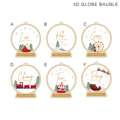 Christmas Bauble Ornament - Personalized 3D Christmas Globe (6 Designs)