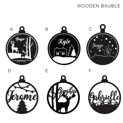 Christmas Bauble Ornament - Wood Baubles (12 designs)