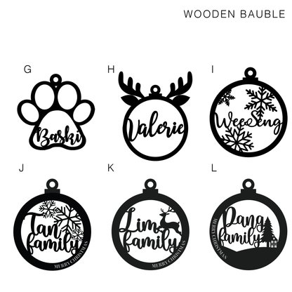 Christmas Bauble Ornament - Wood Baubles (12 designs)